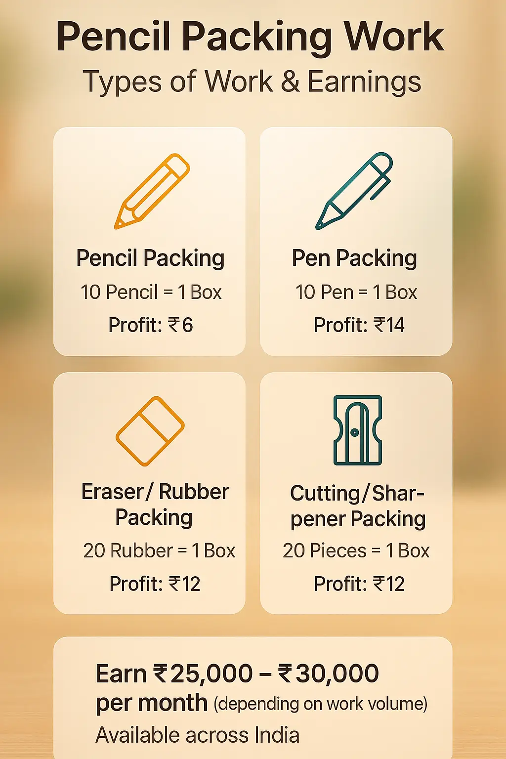 Pencil Packing Product List